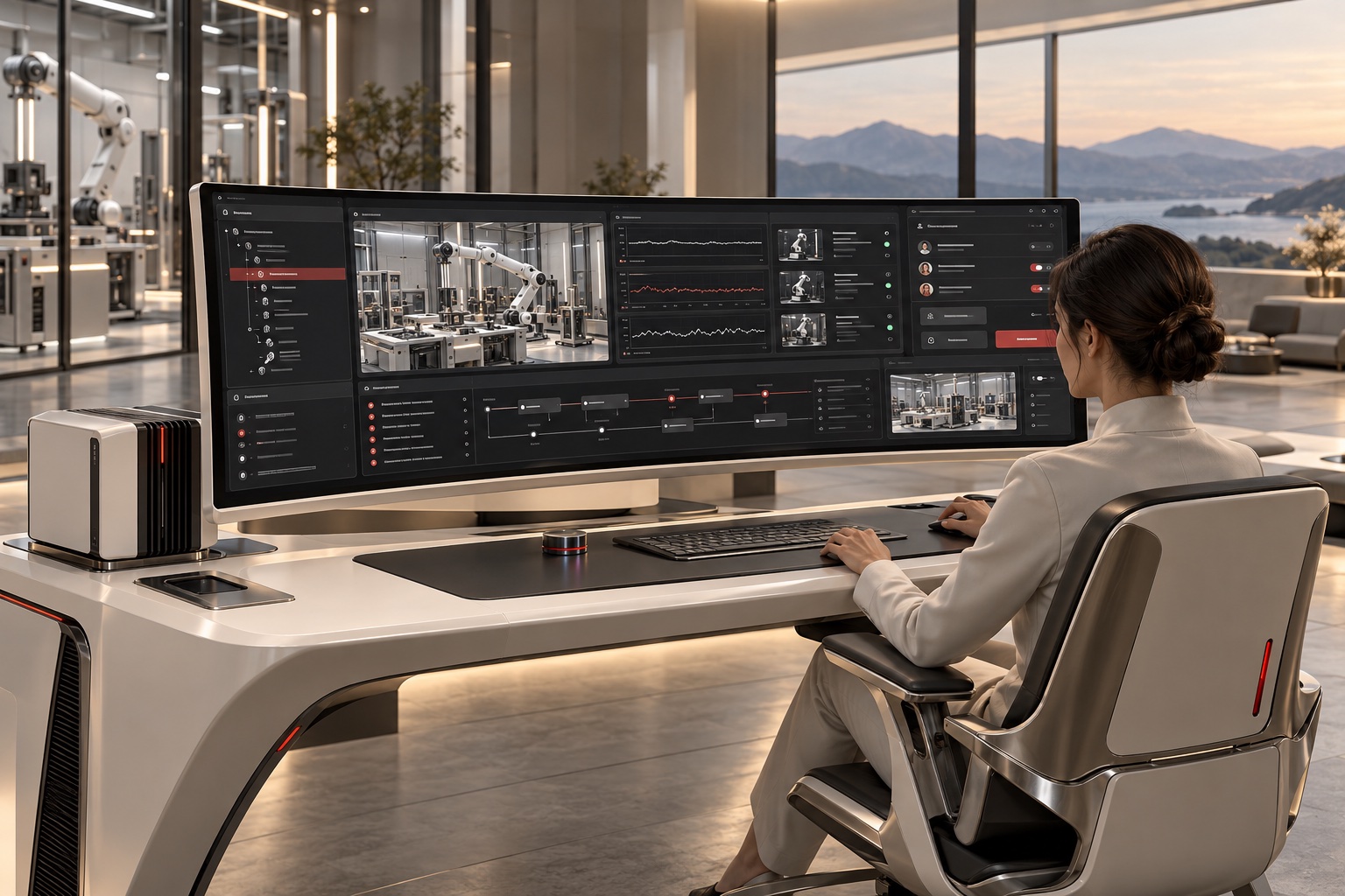 Software operations workspace visualization with connected application and system displays